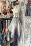 Fashion High Low Halter Ombre Gray Chiffon Evening Dress Prom Dresses SD1898