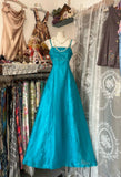 Fashion A line Spaghetti Straps Blue Floor Length Evening Dress Prom Dresses SD1899