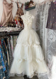 Ball Gown Spaghetti Straps Sleeveless Long White Evening Dress Prom Dresses SD1902