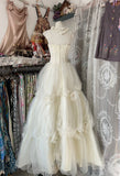 Ball Gown Spaghetti Straps Sleeveless Long White Evening Dress Prom Dresses SD1902