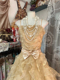 Ball Gown Spaghetti Straps Sleeveless Long Gold Evening Dress Prom Dresses SD1905