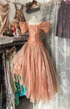 High Low Short Sleeves Flowers Evening Dress Prom Dresses SD1906