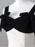Fashion A line Straps White Satin Floor Length Evening Dress Prom Dresses SD1912
