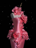 Fashion Mermaid Strapless Pink Satin Floor Length Evening Dress Prom Dresses SD1913