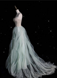 Fashion A line Sweetheart Tulle Floor Length Evening Dress Prom Dresses SD1916