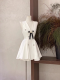 A Line V Neckline Ruffled White Women's Holiday Dresses SD191