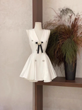 A Line V Neckline Ruffled White Women's Holiday Dresses SD191