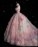 Fashion Ball Gown Strapless Pink Floral Floor Length Evening Dress Prom Dresses SD1920