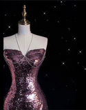 Mermaid Halter Neckline Sequin Floor Length Evening Dress Prom Dresses SD1928