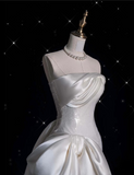 Sheath Strapless Sequin Short White Wedding Dresses Brides Dress SD1929
