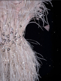 Mermaid Strapless Feathers Floor Length Evening Dress Sequin Prom Dresses SD1937