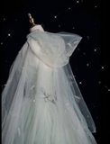 Ball Gown Strapless Sage Green Tulle Party Dress Long Prom Dress Evening Dresses SD1941