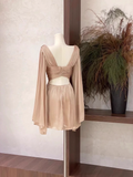 A Line V Neckline Ruffled Long Sleeves Short Women's Holiday Dresses SD195
