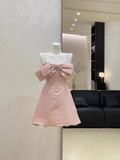A Line Spaghetti Straps Ruffled Pink Women's Short Holiday Dresses Party Dress SD196