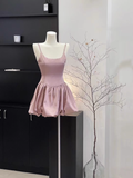 A Line Spaghetti Straps Ruffled Pink Women's Short Holiday Dresses Homecoming Dress SD197