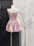 A Line Spaghetti Straps Ruffled Pink Women's Short Holiday Dresses Homecoming Dress SD197