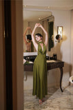Neck Silk Maxi Dress Wedding Guest Dress Prom Dresses Evening Gowns SD1997