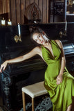 Neck Silk Maxi Dress Wedding Guest Dress Prom Dresses Evening Gowns SD1997