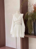 A Line Halter Ruffled White Women's Short Holiday Dresses Birthday Dress SD199