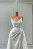 Spaghetti strap Floor-length Sleeveless High Split With Side Train Prom Dress SD2004