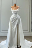 Spaghetti strap Floor-length Sleeveless High Split With Side Train Prom Dress SD2004 HZ0628