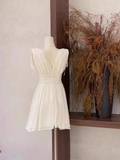 A Line V Neckline Ruffled White Women's Short Holiday Dresses Birthday Dress SD200