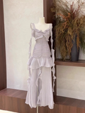 Sheath Spaghetti Straps Ruffled Light Lilac Women's Holiday Dresses SD201