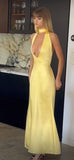 Mermaid V Neckline Long Yellow Party Dresses Prom Dresses SD2038 HZ0628
