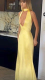 Mermaid V Neckline Long Yellow Party Dresses Prom Dresses SD2038 HZ0628