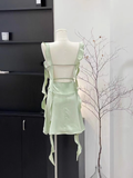 Sheath Straps Sleeveless Ruffled Sage Green Short Women's Holiday Summer Dresses SD203