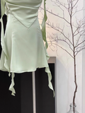 Sheath Straps Sleeveless Ruffled Sage Green Short Women's Holiday Summer Dresses SD203