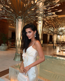 Mermaid Spaghetti Straps Satin Long Party Dresses Prom Dress SD2043