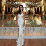 Mermaid Spaghetti Straps Satin Long Party Dresses Prom Dress SD2043