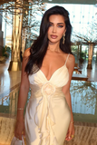 Mermaid Spaghetti Straps Satin Long Party Dresses Prom Dress SD2043
