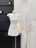 A Line Doll Collar Sleeveless Cotton White Short Women's Holiday Summer Dresses SD204