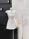 A Line Doll Collar Sleeveless Cotton White Short Women's Holiday Summer Dresses SD204