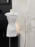 A Line Doll Collar Sleeveless Cotton White Short Women's Holiday Summer Dresses SD204