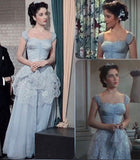 Ball Gown Sweetheart Floor Length Light Sky Blue Lace Evening Dress Prom Dresses SD2050 HZ0628