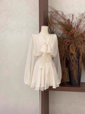 2 Pieces Long Sleeves Camisole Ivory Women's Short Vacation Dresses SD205