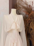 2 Pieces Long Sleeves Camisole Ivory Women's Short Vacation Dresses SD205