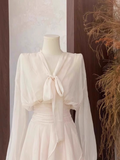 2 Pieces Long Sleeves Camisole Ivory Women's Short Vacation Dresses SD205