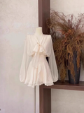 2 Pieces Long Sleeves Camisole Ivory Women's Short Vacation Dresses SD205
