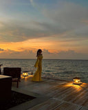 Mermaid Off The Shoulder Yellow Long Sleeves Evening Dress Prom Dresses SD2061