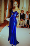 Mermaid Spaghetti Straps Royal Blue Sequin Long Evening Dress Prom Dresses SD2068