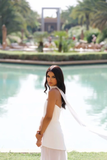 A line Strapless White Chiffon Long Evening Dress Prom Dresses SD2072 HZ0628