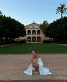 A line Strapless White Chiffon Long Evening Dress Prom Dresses SD2072 HZ0628