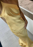 Mermaid One Shoulder Yellow Long Evening Dress Prom Dresses With Backless SD2074 HZ0628