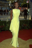 Mermaid Jewel Yellow Ruffles Long Evening Dress Prom Dresses SD2075
