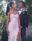 Mermaid Sweetheart Lilac Sequin Slit Long Evening Dress Prom Dresses SD2076