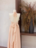 A Line Halter Ruffled Chiffon Long Women's Holiday Dresses SD207